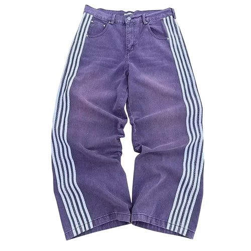 Y2K Baggy Jeans high quality Embroidered Striped Harajuku Sweatpants