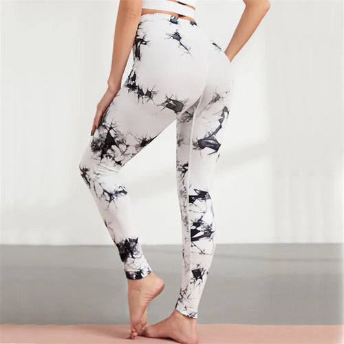 QK S-L Women Dye Seamless Yoga Pants High Waist Leggings Scrunch Gym