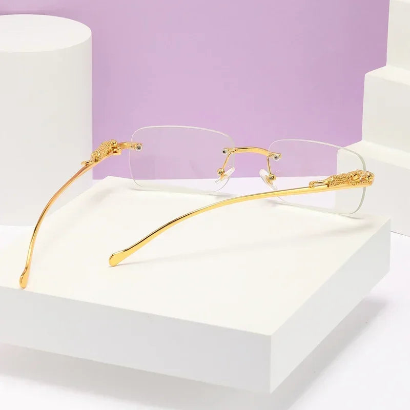 Rectangular Sunglasses With Metal Hinge,Frameless For Men and Women,