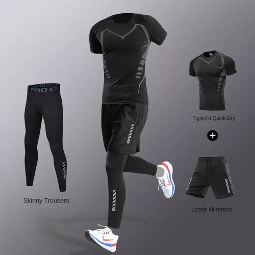 Men's Ice Fiber Quick-Dry Running & Fitness Full Set/Suit Tracksuit
