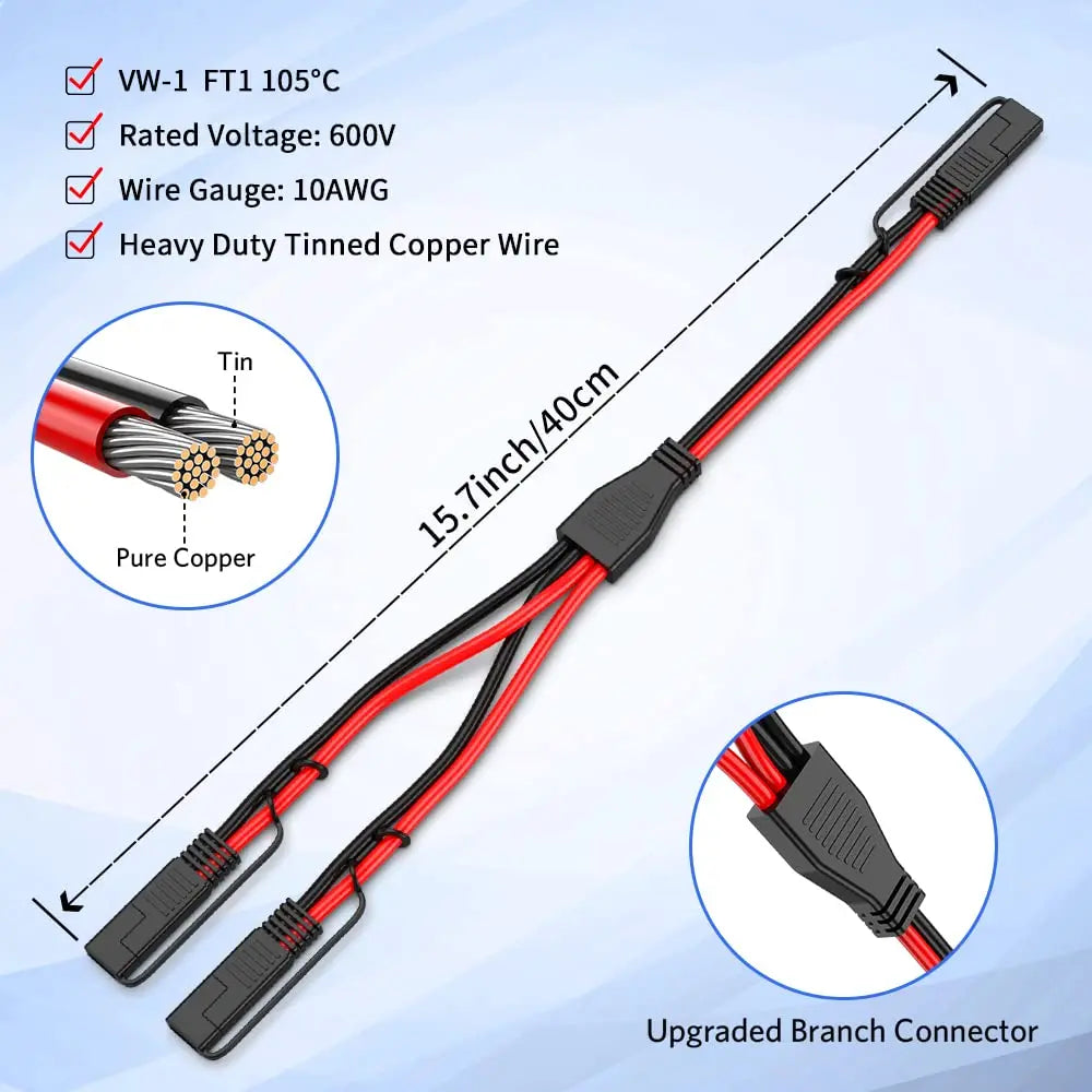 Anchtek 10AWG 1 to 2 SAE to SAE Extension Cable SAE DC Power