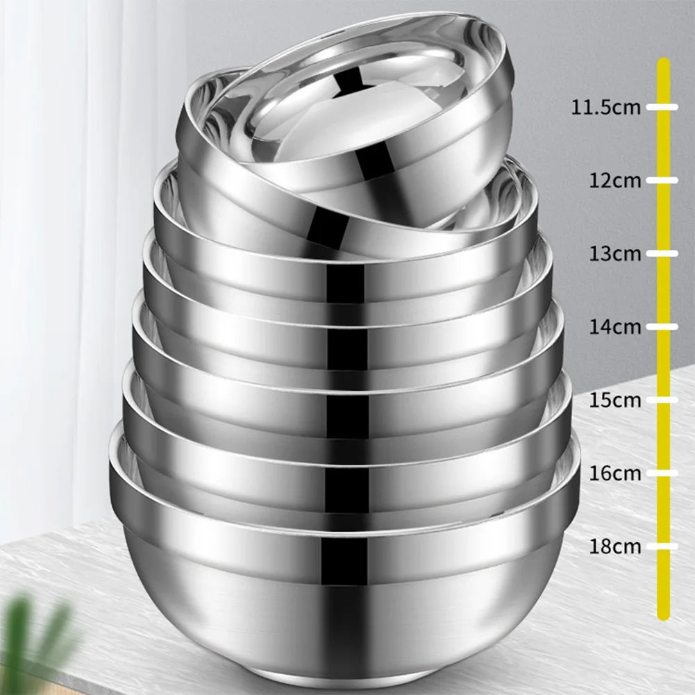 Stainless Steel Bowl Double Layer Thickening Bowl For Family Kitchens