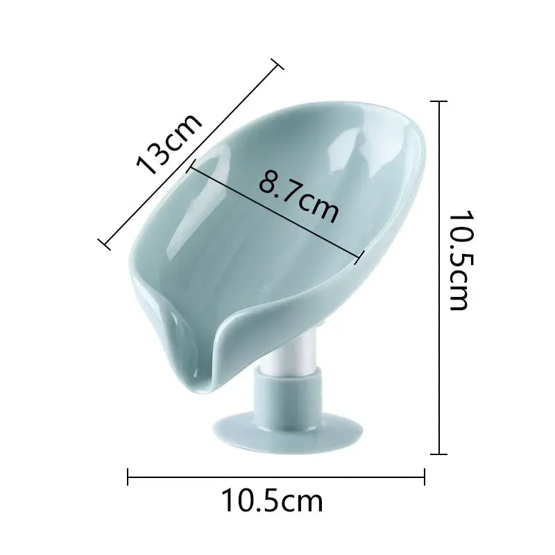 2pcs Drain Soap Holder Leaf Shape Soap Box Suction Cup Tray Drying