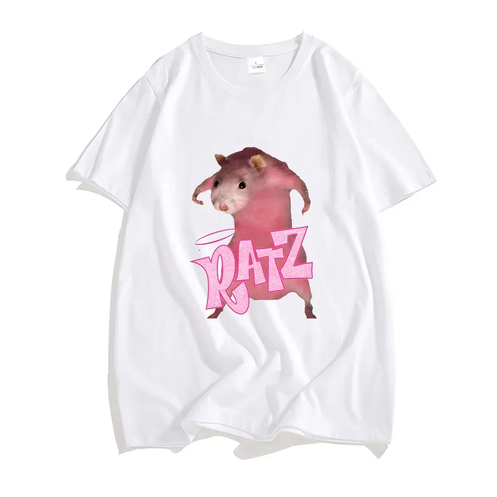 Ratz Mouse Cartoon Printed Women's T-shirt Casual Short Sleeve T-shirt
