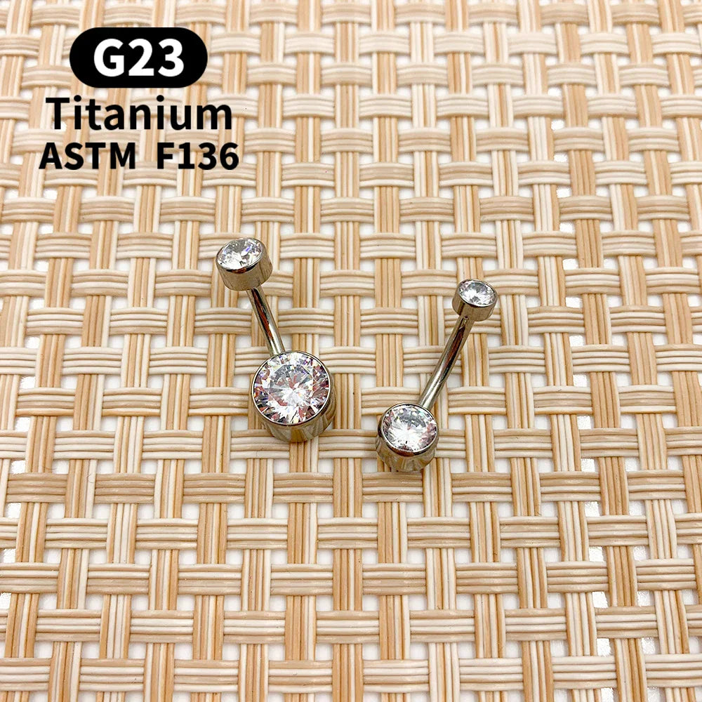 G23 Titanium Premium Gem Stone Belly Button Rings Body Piercing