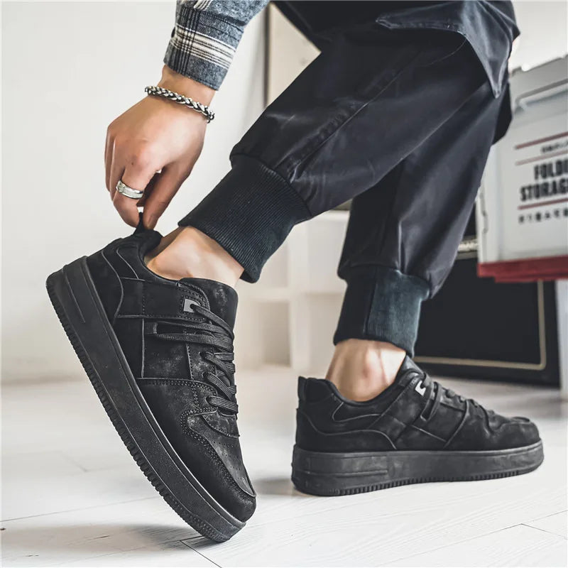 Autumn Suede Men’s Black Sneakers Retro Cheap Skateboard Sneakers Men