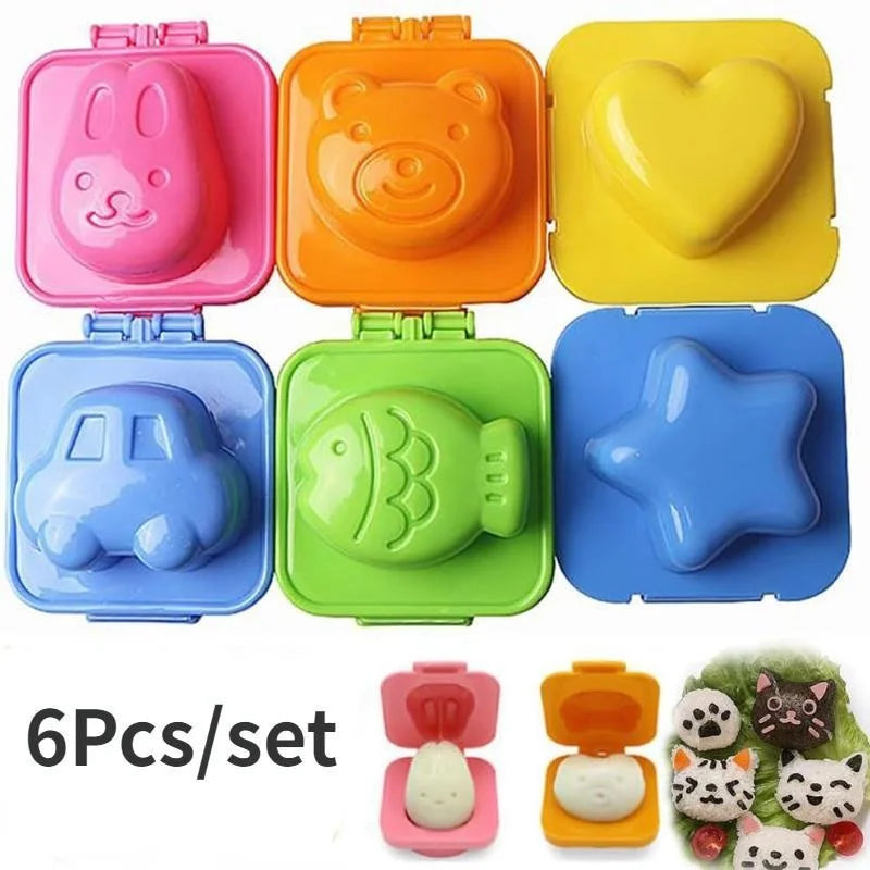 6Pcs/set Cartoon Rice Ball Mold Boiled Egg Mold Bento Maker Sushi