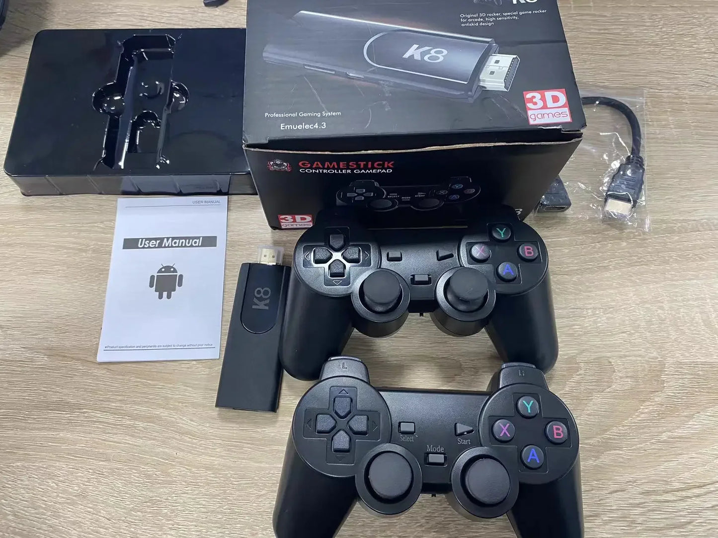 K8 Game Stick with Dual 2.4G Wireless Gamepad Support 4K HD Output