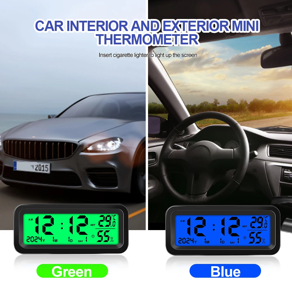 Solar Car Clocks Automotive Electronic Led Digital Clock Thermometer
