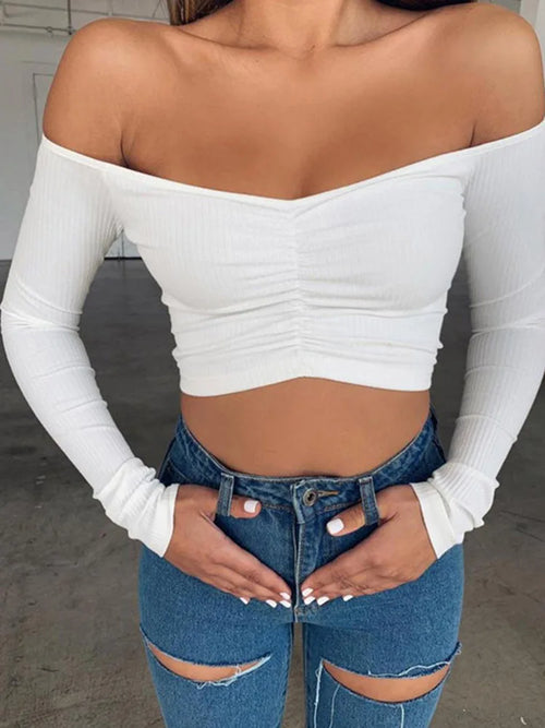 Women T-shirts sexy and club fashion female T-shirt long sleeve off