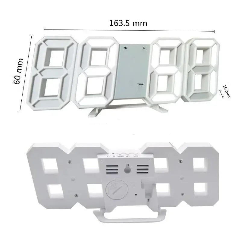 3D Mini Clock LED Digital Wall Clock Desk Clock Electronic Alarm Clock