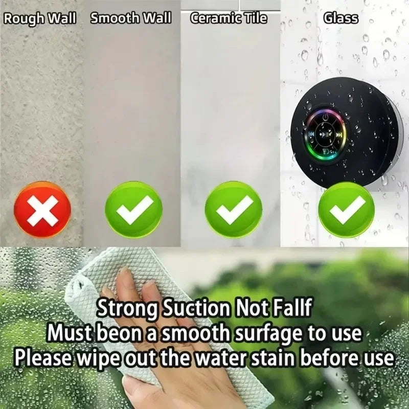 Mini Portable Bluetooth Audio IPX4 Waterproof Led Lights Bathroom