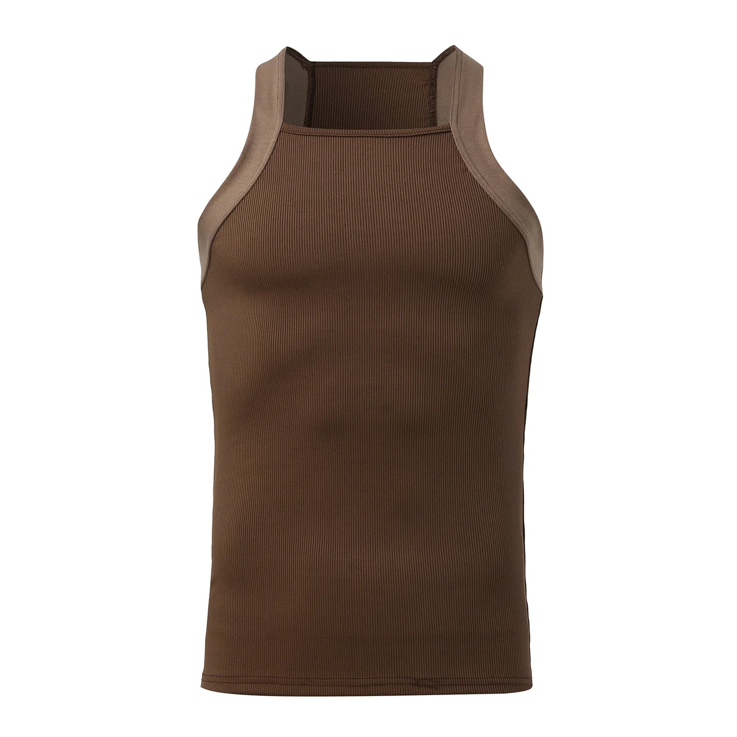 2023 Men Fashion Tank Tops Solid Color O-neck Sleeveless Skinny Gym