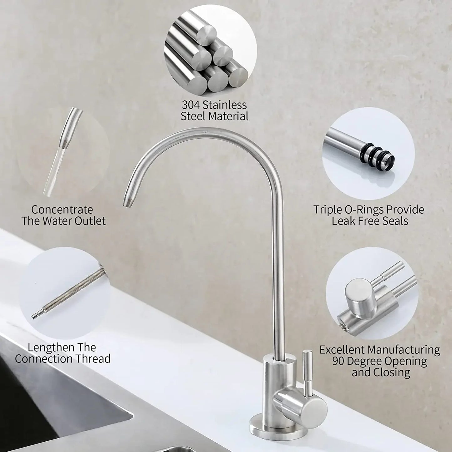 Water Purifier Faucet, Lead-Free Filtered Faucet Fits Reverse Osmosis