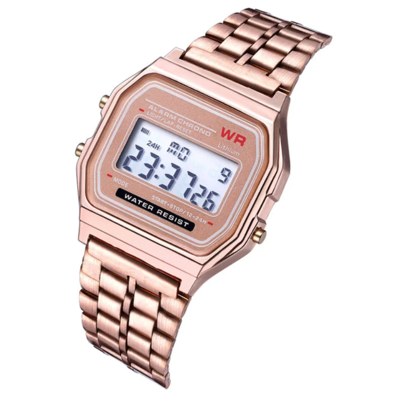 F91W Steel Strap Watches Women Watch Men Business Clock Multifunction