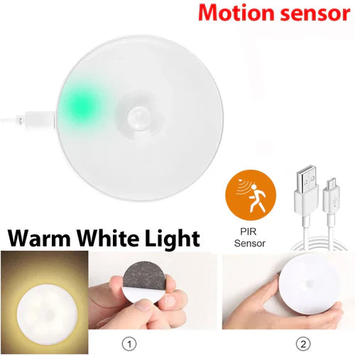 Led Night Light USB Charging Motion Sensor Round Energy-saving Led