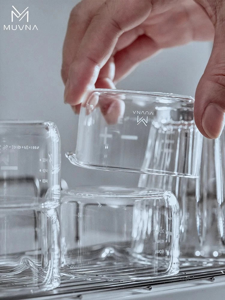 MUVNA Espresso Coffee Measuring Cups Clear Glass 100ml With Scale Home
