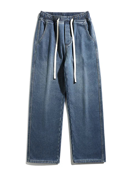 Winter Men's Jeans Korean Fashion Fleece Liner Thick Warm Straight