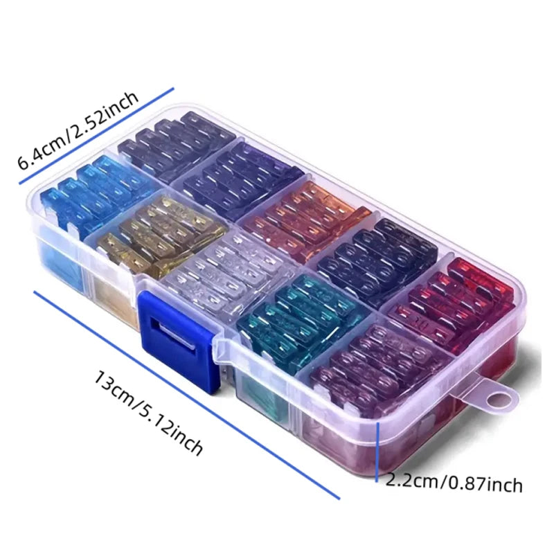100 Pcs 10 Specifications Automotive Fuse Set 2A 3A 5A 7.5A 10A 15A