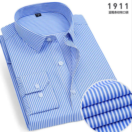 Spring New Men's Striped long-sleeved Shirt Non-ironing Anti-wrinkle