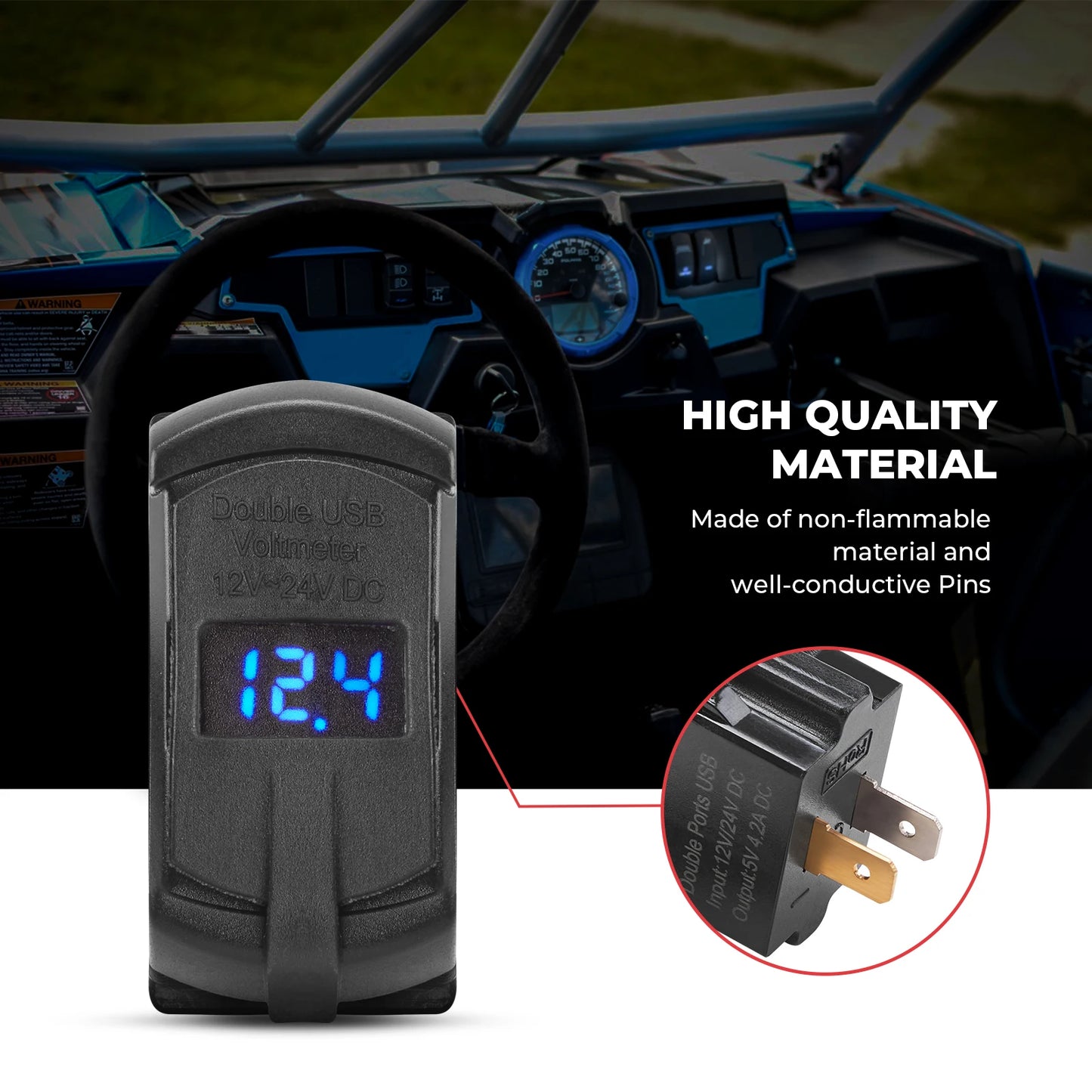 UTV ATV LED Digital Dual USB Car Charger For Can-AM Maverick X3