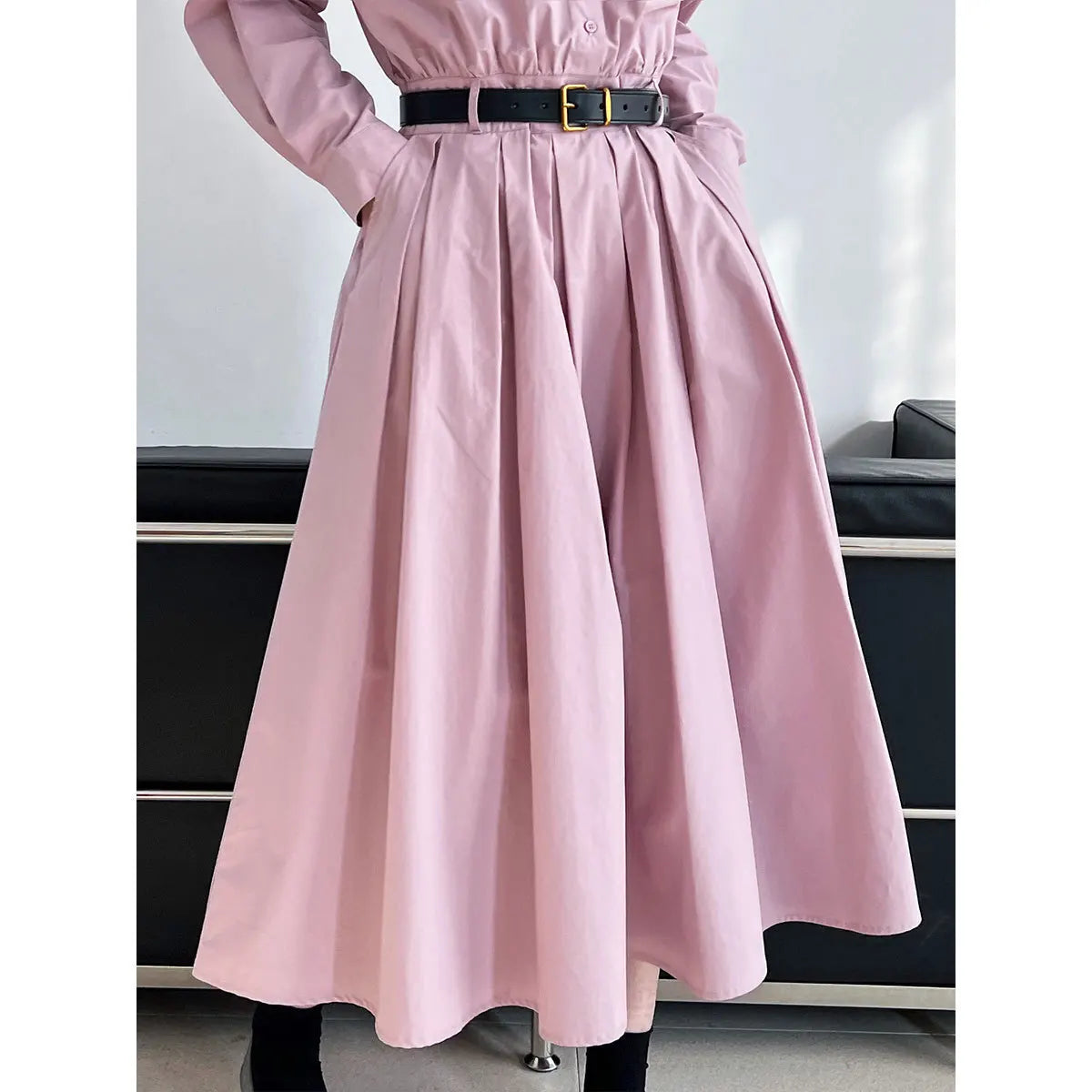 Polo‘s Collar Shirt Dress Women Spring Slimming Long Dress With A