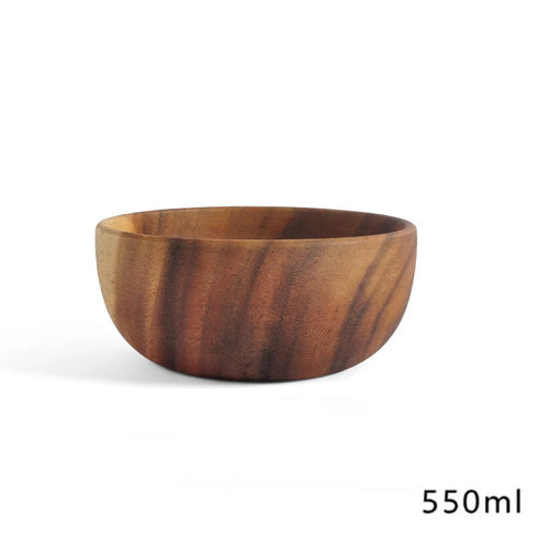 Japanese Retro Wooden Salad Bowl Heat-resistant Wooden Bowl Suitable