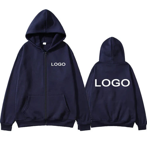 Customized Printed Men Women Zipper Up Hoodie Loose Casual Clothing