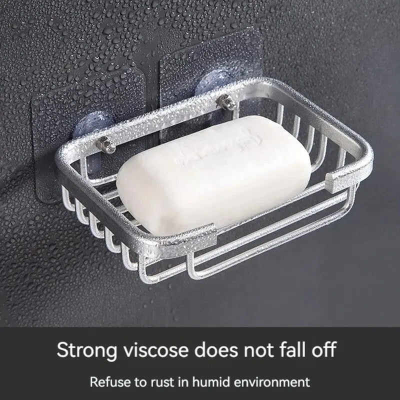 1pc Wall Mounted Aluminum Soap Rack, Kitchen, Bathroom, Draining Soap