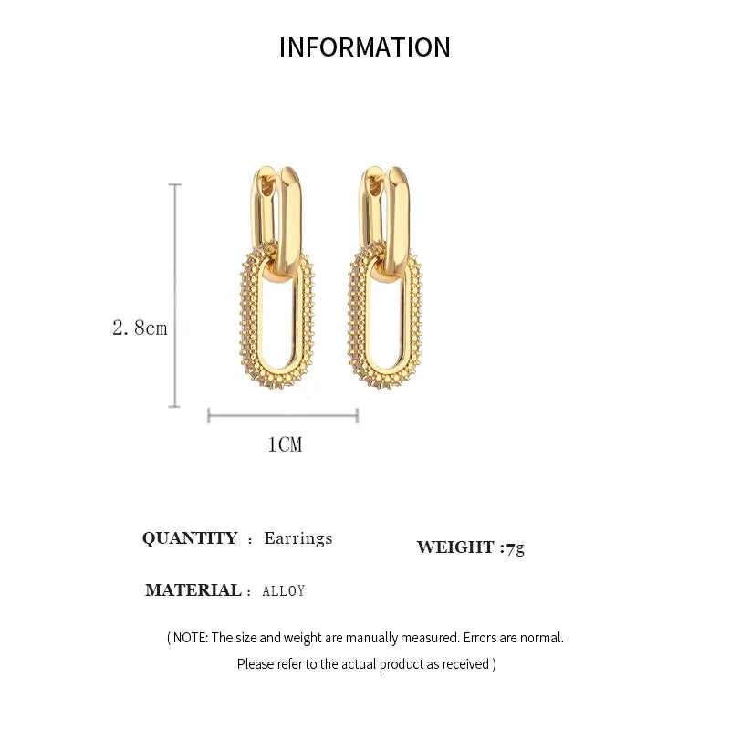 Shiny Rhinestone Geometric Earrings Ladies Fashion Light Luxury