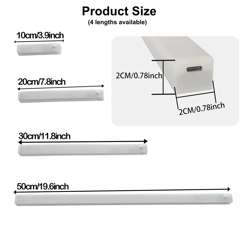 Motion Sensor Wireless LED Night Light USB Rechargeable Long Strip Bar