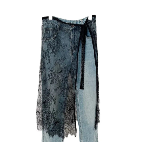 Midi Skirts Women Lace Drawstring Design Elegant Korean Style Spring