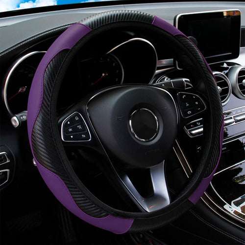 PU Carbon Fiber Leather Car Steering Wheel Cover without Inner Ring