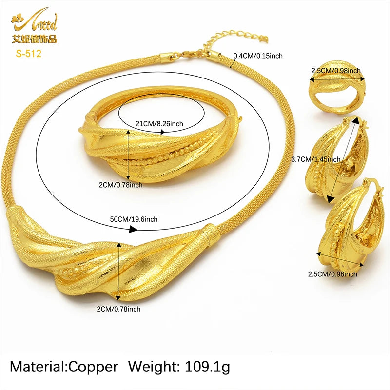 ANIID Dubai 24k Gold Plated Jewelry Set For Women Bridal Ethiopian