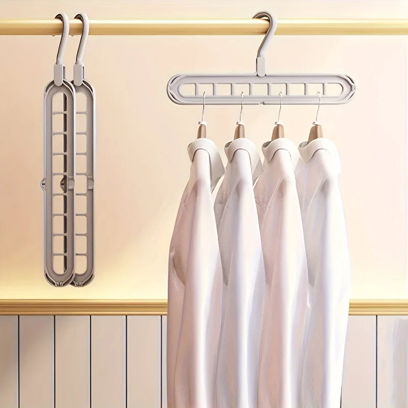 3pcs, Plastic 9-Hole Foldable Hangers, Heavy Duty Space Saving Clothes