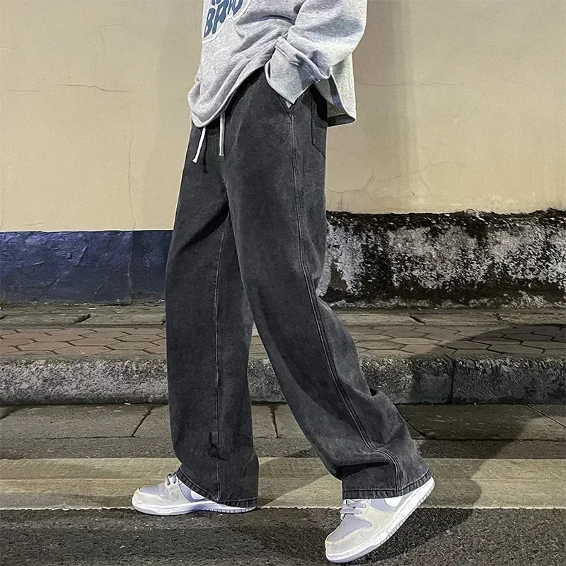 2024 New Streetwear Loose Jeans Men Korean Style Fashion Loose