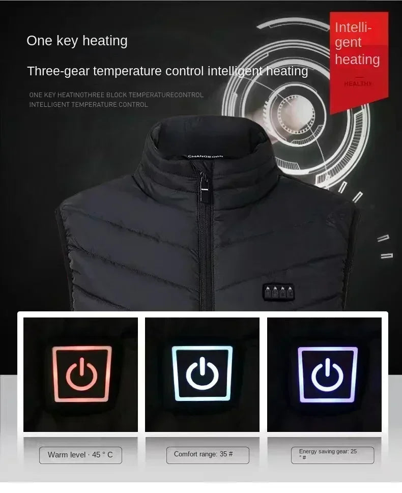 21 Zone Heating Vest Men's USB Infrared Thermal Jacket Smart Heating
