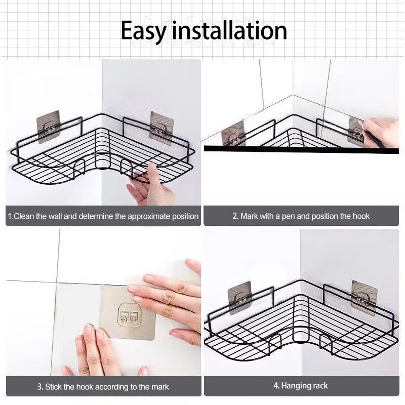 Iron Triangle Rack For Kitchen Bathroom Storage Rack Thickened Love