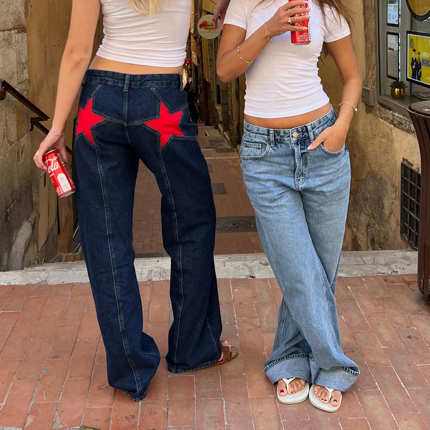 Combhasaki Women's Y2K Vintage Jeans Aesthetic Star Pattern Print