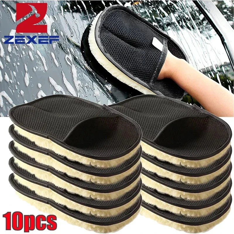 1/10Pcs Car Cleaning Sponge Glove Car Polishing Washing Mitt Gloves