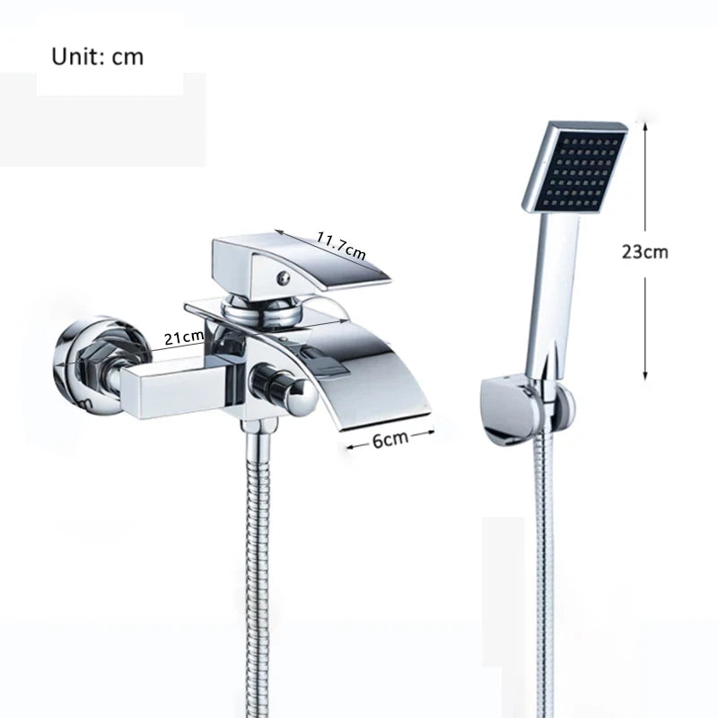 Black Bathroom Tub Faucet Single Handle Waterfall Spout Mixer Tap with