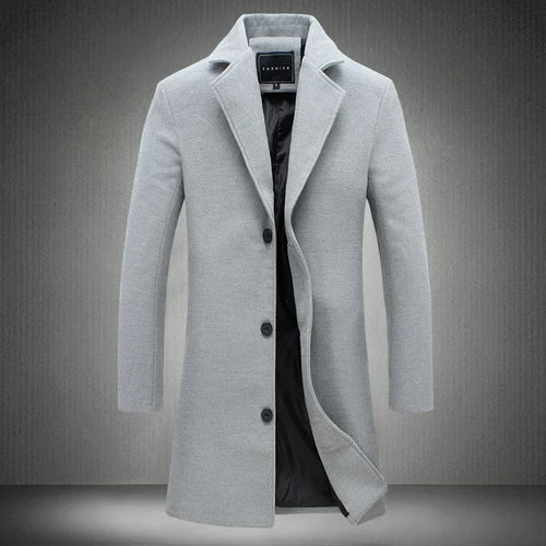 2024 Spring Autumn New Long Cotton Coat New Wool Blend Pure Color
