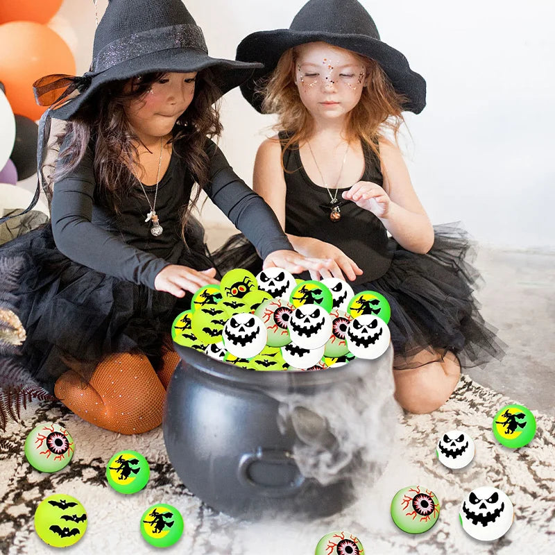 10/20/30Pcs Luminous Halloween Bouncing Balls Glow in The Dark Eyeball Scary Rubber Balls Toy for Halloween Party Favors Supply