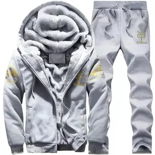 2024 New Winter Thick Men Sports Suit Tracksuit Hooded Sportswear