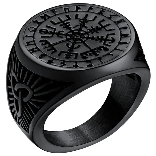 Norse Ring Men Signet s Viking Jewellery Runic Compass Vegvisir Thumb