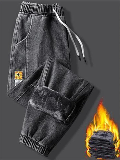 New Men's jeans Winter Fleece Jeans Thick Warm Denim Pants Men