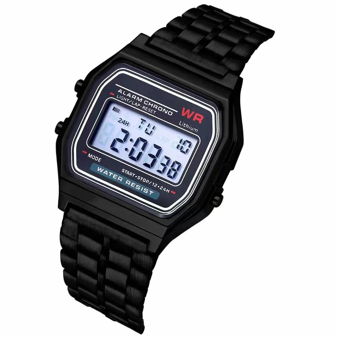 F91W Steel Strap Watches Women Watch Men Business Clock Multifunction