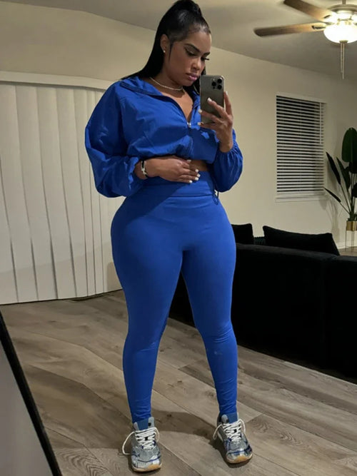 Leosoxs 2024 Autumn Women 2 Piece Set Casual Tracksuit Zipper Thin