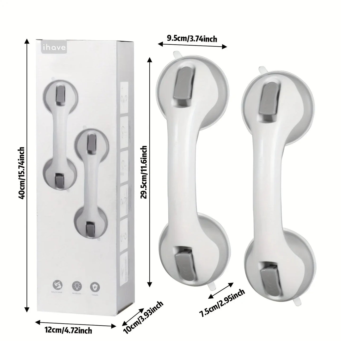 2pcs, Shower Handle, 12" Grab Bars For Bathtubs And Showers, Suction