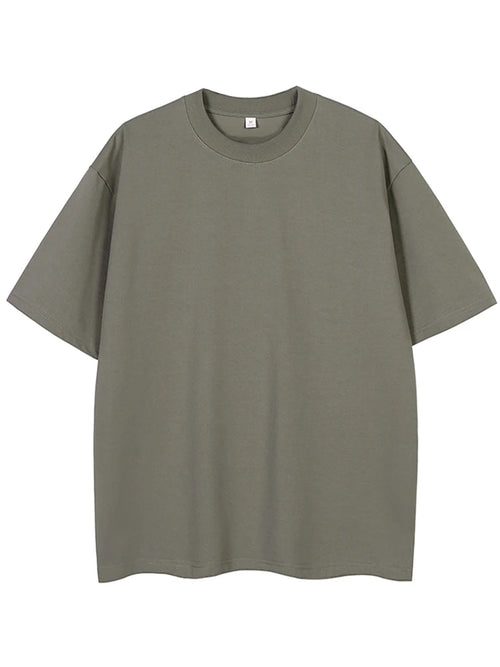 260G Heavy Cotton Summer T Shirt Men Korean Fashion Short Sleeve Loose